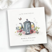 Elegant Leafy Rose Floral Teapot Any Age Birthday