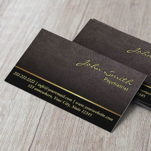 Elegant Leather Background Psychiatrist Business Card