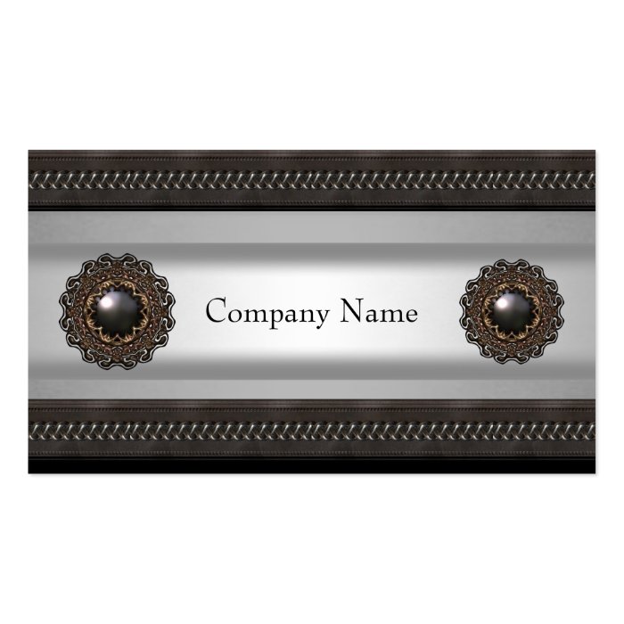 Leather Brown Metal Silver Skinny Business Card