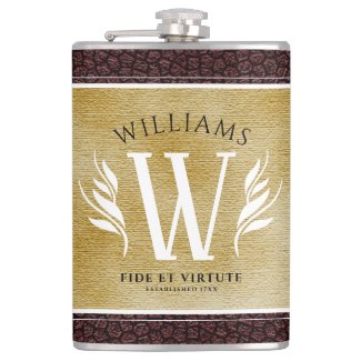 Elegant Leather Leaf & Vintage Paper Surname Motto