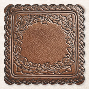Elegant Leather Look Western Style  Paper Coaster