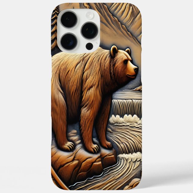 Elegant Leather-Looking Bear by River Case-Mate iPhone Case (Back)