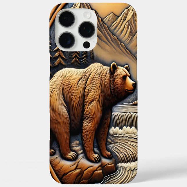 Elegant Leather-Looking Bear by River Case-Mate iPhone Case (Back)