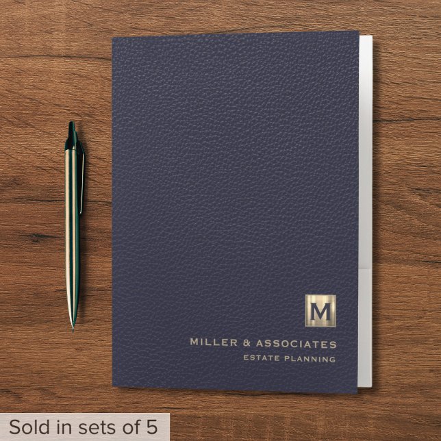 Elegant Leather Luxury Gold Initial Logo Pocket Folder (Creator Uploaded)