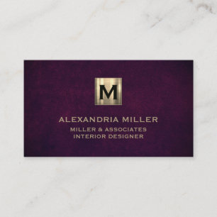 Elegant Leather Luxury Gold Monogram Business Card