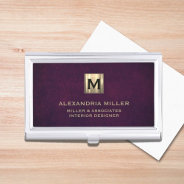 Elegant Leather Luxury Gold Monogram Business Card Case at Zazzle