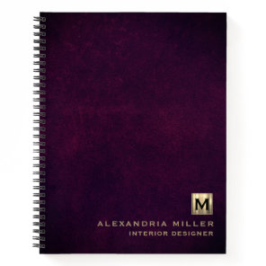 Elegant Leather Luxury Gold Monogram Notebook