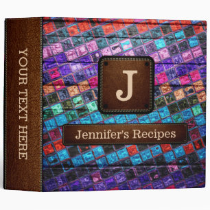 Elegant Leather Mosaic Pattern Wood Look #14 Binder