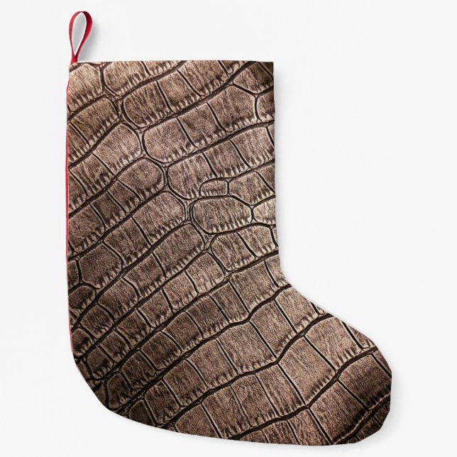 Elegant leather pattern close up. small christmas stocking (Front)