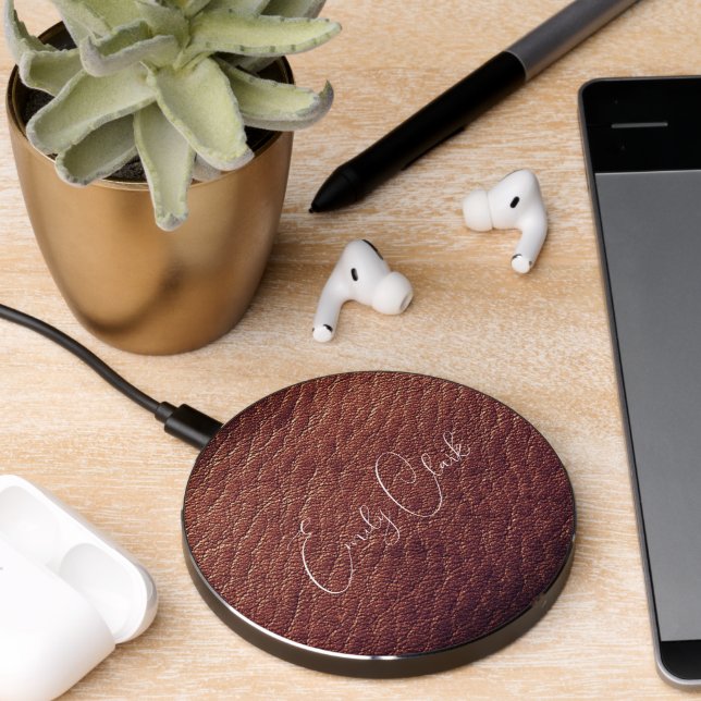 Elegant leather wireless charger  (Desk 2)
