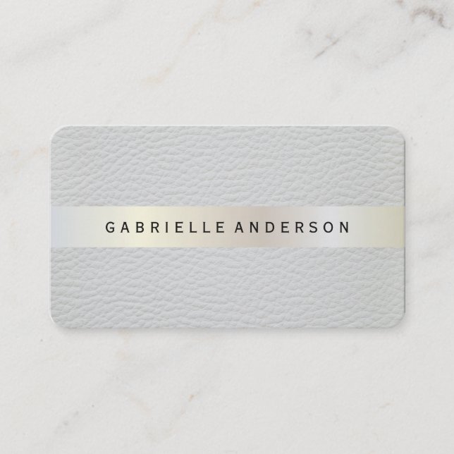 Elegant Leather with Luxe Metallic Trim Business Card (Front)