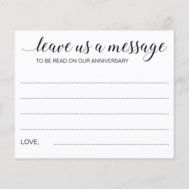 Elegant Leave Us A Message Wedding Advice (Front)