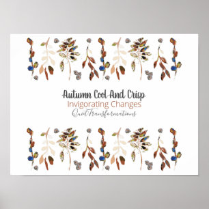 Elegant Leaves And Berries Floral Quote Poster