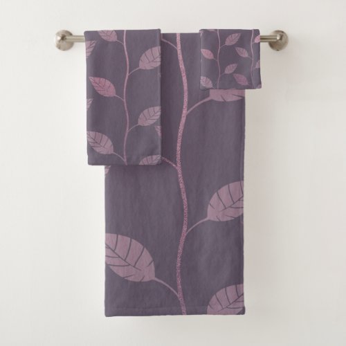 Elegant Leaves and Vines Pattern Paper Texture  Bath Towel Set