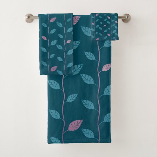 Elegant Leaves and Vines Pattern Paper Texture  Bath Towel Set