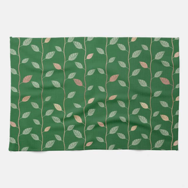 Elegant Leaves and Vines Pattern Paper Texture | Kitchen Towel (Horizontal)