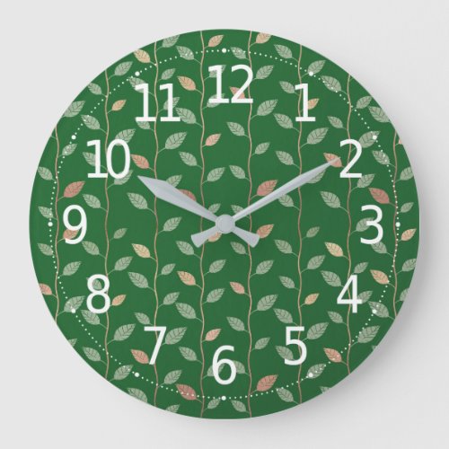 Elegant Leaves and Vines Pattern Paper Texture  Large Clock