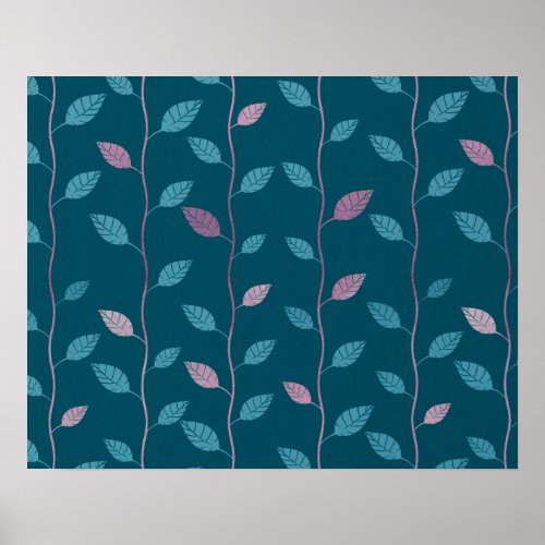 Elegant Leaves and Vines Pattern Paper Texture  Poster