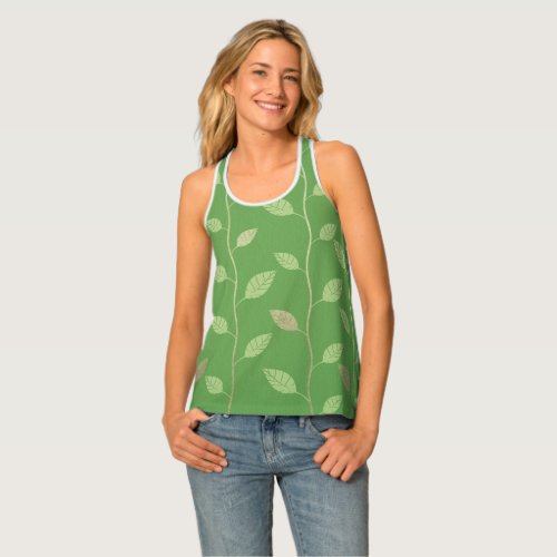 Elegant Leaves and Vines Pattern Paper Texture  Tank Top