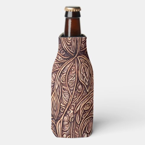 Elegant Leaves Carved Wood Bottle Cooler