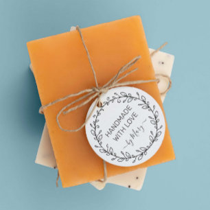 Elegant Leaves Custom Name Handmade With Love Rubber Stamp