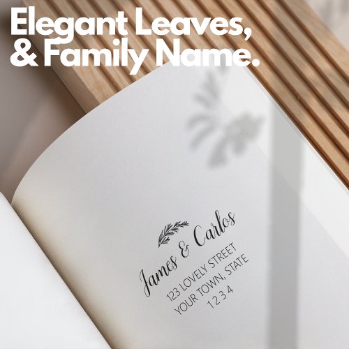 Elegant Leaves Family Name Return Adress Self_inking Stamp