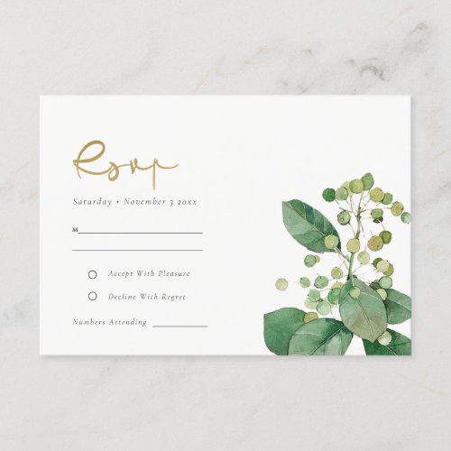 Elegant Leaves Foliage Greenery Wedding RSVP Enclosure Card