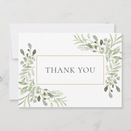 Elegant Leaves Greenery Engagement Thank You Card