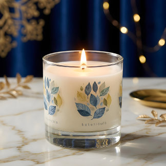 Elegant Leaves in Navy Blue & Golden Yellow Scented Candle