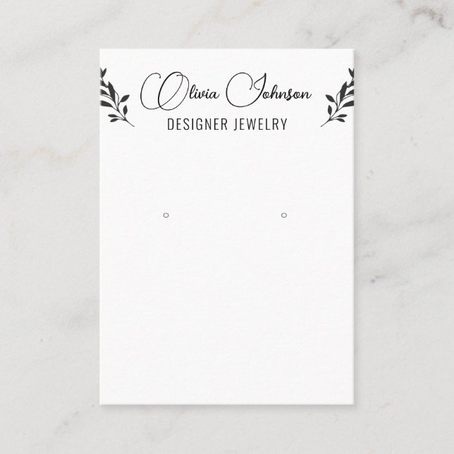 Elegant Leaves Jewelry Earring Display  Business Card (Front)