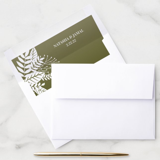 Elegant Leaves, Olive Green Envelope Liner (Desk)