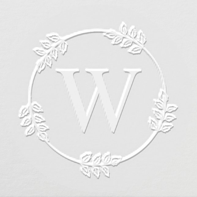 Elegant Leaves on Circle Frame Initial Monogram  Embosser (Design)