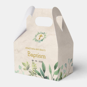 Elegant Leaves Orthodox Christian Baptism Favor Boxes