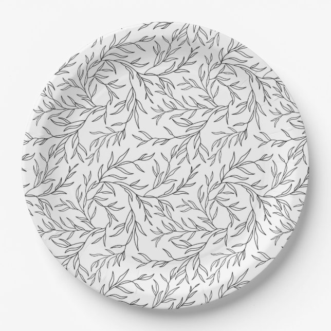 Elegant Leaves Paper Plates (Front)