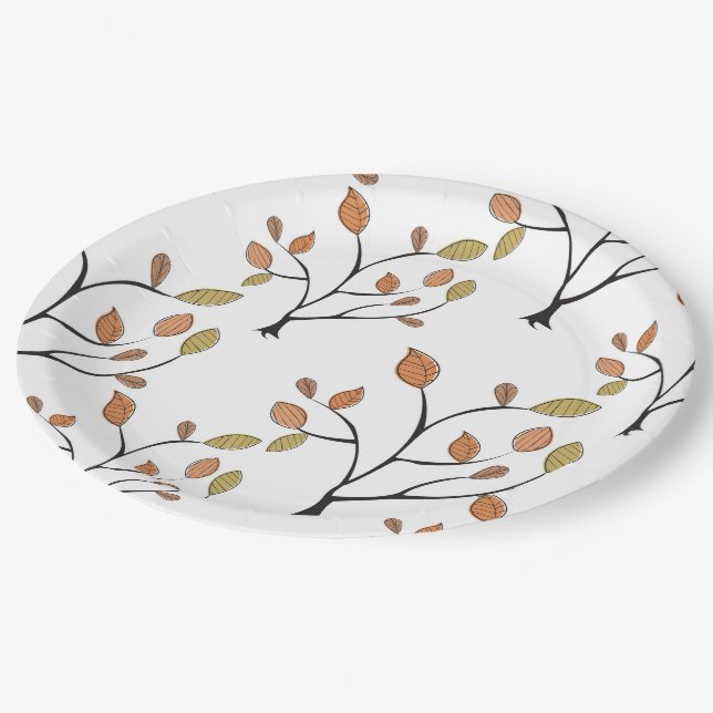 Elegant Leaves Paper Plates (Angled)