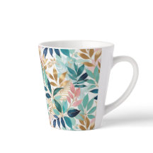 Elegant Leaves Pattern Aqua Pink Faux Gold Pretty