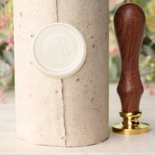 Elegant Leaves Pattern Circular Frame Monogram  Wax Seal Stamp