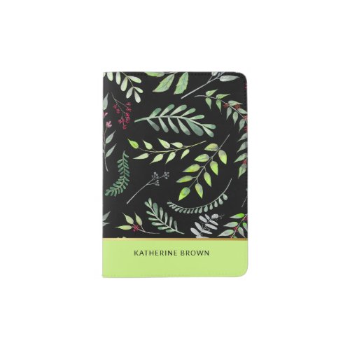 Elegant Leaves Pattern Classy Stylish Trendy Girly Passport Holder