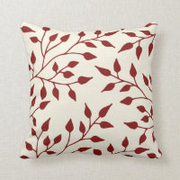 Elegant Leaves Throw Pillow / Burgundy
