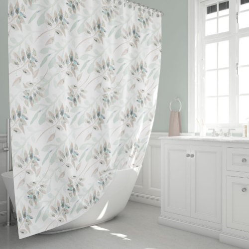 Elegant Leaves Watercolor Shower Curtain