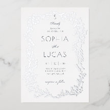 Elegant Leaves Wedding Foil Invitation