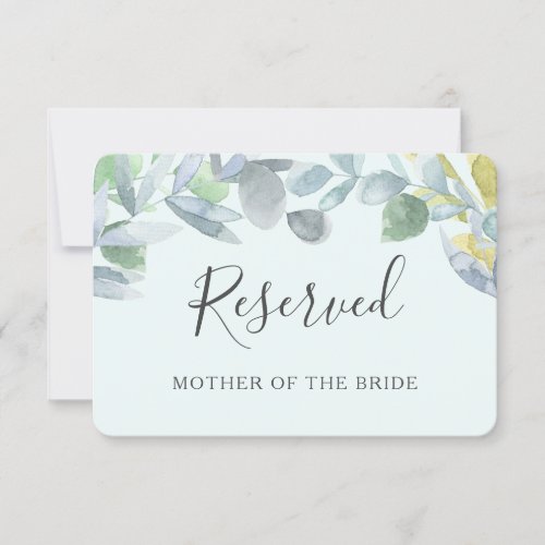 Elegant leaves Wedding Reserved Table Place Card