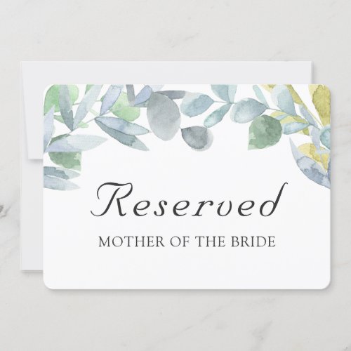 Elegant leaves Wedding Reserved Table Place Card