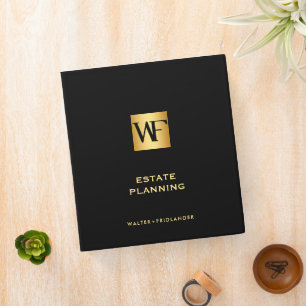 Elegant Legal customize "Black & Gold Lawyer 3 Ring Binder