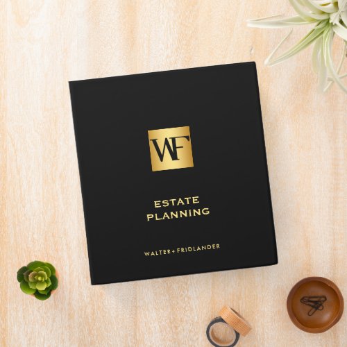 Elegant Legal |customize "Black & Gold Lawyer 3 Ring Binder