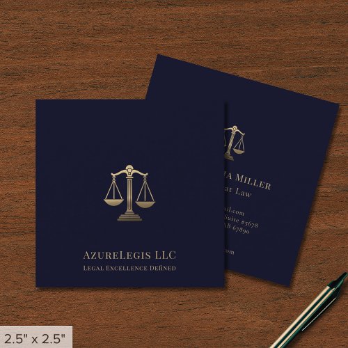 Elegant Legal Justice Scale Logo Square Business Card