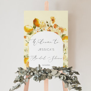 Elegant lemon arch bridal shower welcome foam board