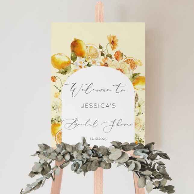 Elegant lemon arch bridal shower welcome foam board (Creator Uploaded)