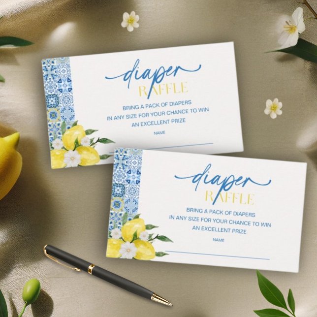 Elegant Lemon Baby Shower Diaper Raffle Enclosure Card (Creator Uploaded)