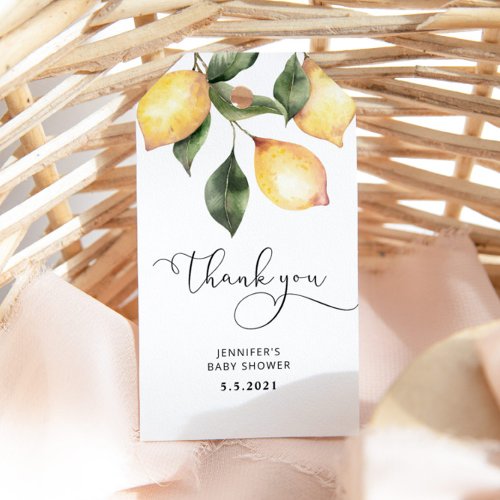 Elegant lemon baby shower gift tags
